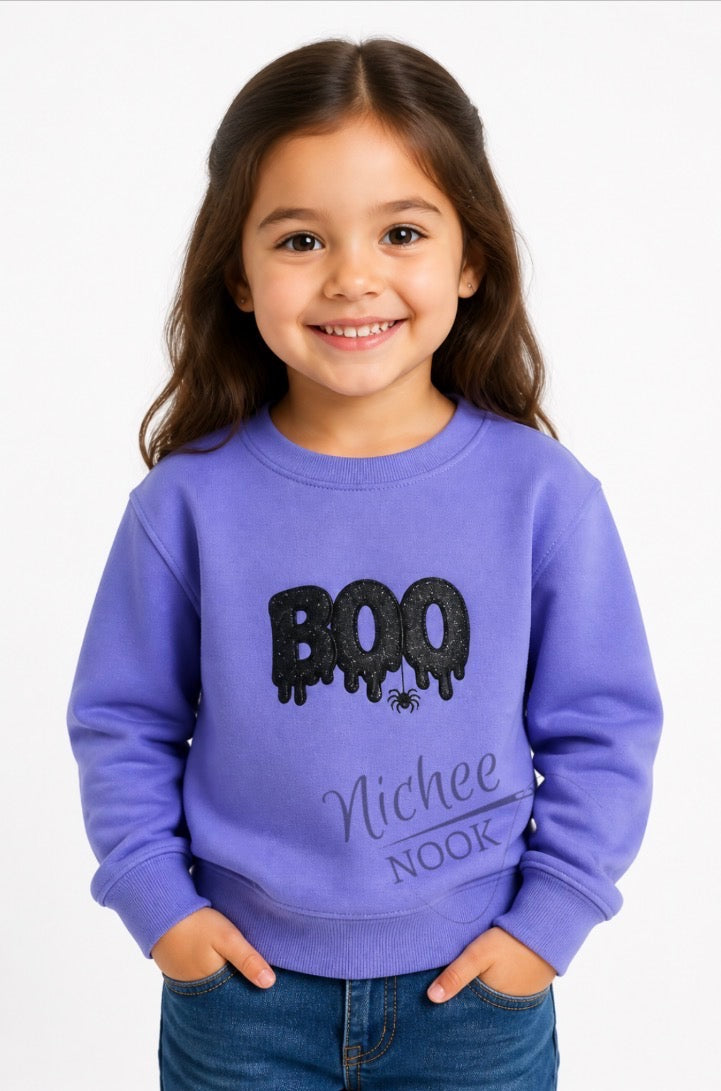 Spooky drip BOO crew neck - glitter- toddler