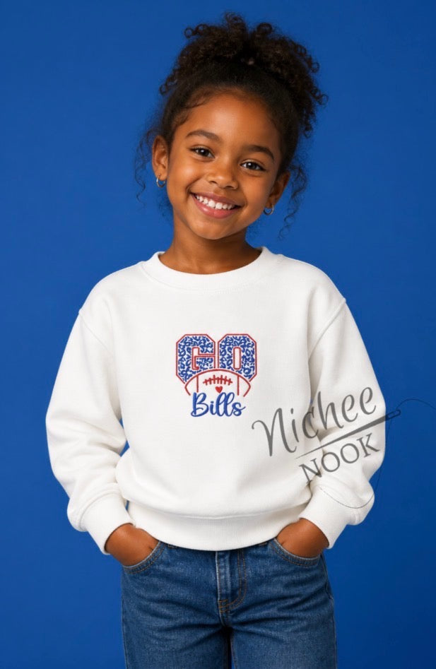 Bills cheetah inspired crew neck - YOUTH