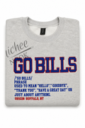 " GO BILLS" meaning crew neck -(glitter)-Adult