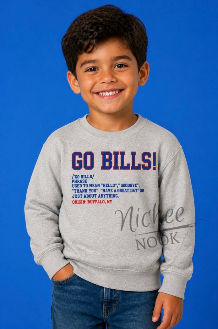"GO BILLS" meaning crew neck- (all stitch)- YOUTH